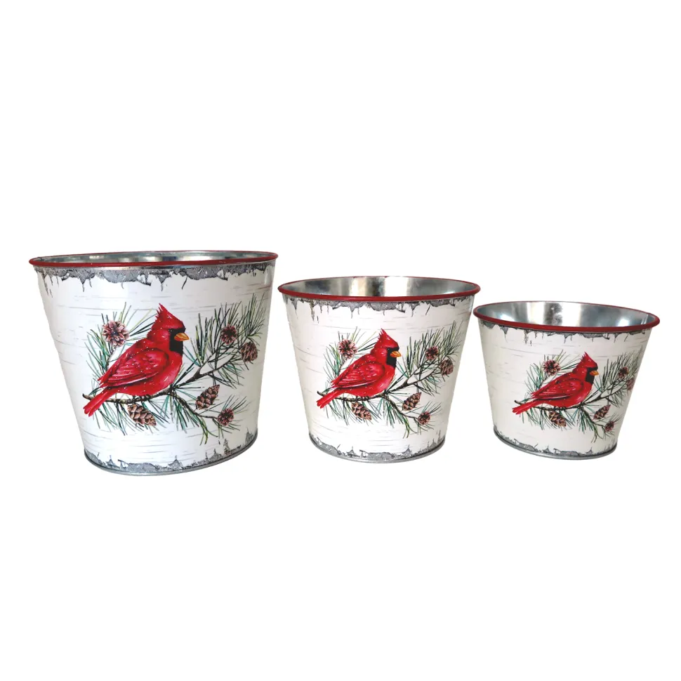 METAL POT W/ CARDINAL RED/WHT 4.2″|5.1″|6” 3PC SET