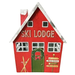 METAL SKI LODGE 9.5″ X 13″ RED