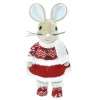 MOUSE BEIGE 10″STANDING GIRL W/ RED NORDIC PRINT DRESS & BOOTS