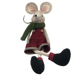 MOUSE RED/GRAY BOY DANGLING LEGS 15.4″ W/ SCARF