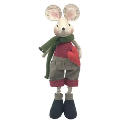 MOUSE RED/GRAY BOY STANDING 13.4″ W/ SCARF
