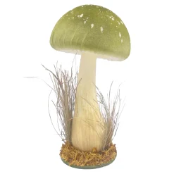 MUSHROOM TABLE DECOR 11″ GREEN/NATURAL