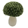 MUSHROOM WOODEN BODY|FABRIC CAP GREEN/NATURAL 4″ GLITTER/FROSTED