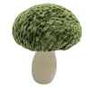 MUSHROOM WOODEN BODY|FABRIC CAP GREEN/NATURAL 4.5″ GLITTER/FROSTED