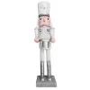 NUTCRACKER WOODEN STANDING 15″ WHITE/SILVER W/ DRUM