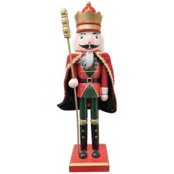 NUTCRACKER WOODEN STANDING 15″ RED W/ CAPE
