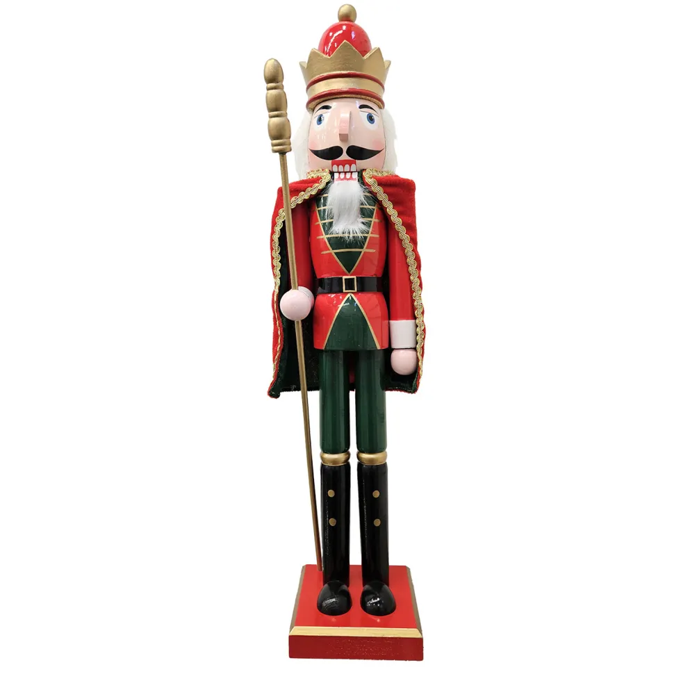 NUTCRACKER WOODEN STANDING 24″ RED W/ CAPE