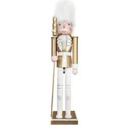 NUTCRACKER WOODEN STANDING 20″ WHITE/GOLD
