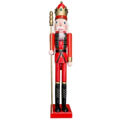 NUTCRACKER WOODEN STANDING 24″ RED W/ SCEPTER