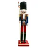 NUTCRACKER WOODEN STANDING 72″ RED/BLUE W/ JEWELS & STAFF