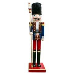 NUTCRACKER WOODEN STANDING 72″ RED/BLUE W/ JEWELS & STAFF