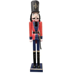 NUTCRACKER WOODEN STANDING 24″ RED/BLUE W/ SWORD