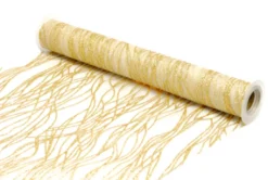 ORGANZA 14″ X 5 YDS GOLD GLITTER VEINING