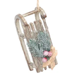 ORN BIRCH LOOK SLED 4.5″ W/ PIBE BERRY & SNOW