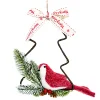 ORN BIRD FAUX FUR RED 8.5″ ON A METAL TREE W/ PINE & BOW