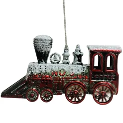 ORN BLACK / RED TRAIN 5″PLATED BLACK/RED W/WHT GLTITER