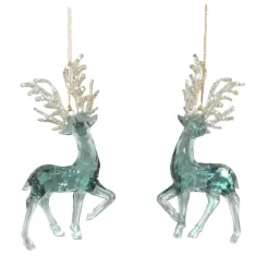 ORN BLUE/ CEAR DEER 5.5″ TURQUOISE W/ CHAMPAGNE GOLD GLITTER 2 ASSTD.