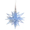 ORN BLUE GLITTER STARBURST W/ SILVER METAL CAP 4.5″