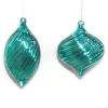 ORN BLUE TURQUOISE FINIAL & ONION 5″ & 4″ CLEAR W/ GLITTER INSIDE 2/S
