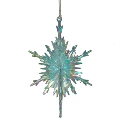 ORN BLUE/CLEAR SNOWFLAKE 3-D 5.5″ IRIDESCENT FINISH