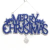 ORN BLUE/SILVER “MERRY CHRISTMAS” 6″ X 4″ W/ GLITTER & CANDY