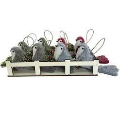 ORN BRID FAUX FUR RED/GREEN/BROWN/GREY 6.5″ W/ PINE 4 ASSTD.