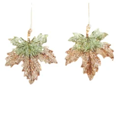 ORN BROWN/GRN MAPLE LEAF 5″ W/ GLTR. 2/S