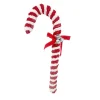 ORN CANDY CANE 17.5″ RED /WHITE FABRIC W/ BELLS & BOW