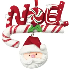 ORN CANDY CANE CLAY DOUGH “NOEL” 4.5″X4″ W/ SANTA