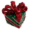ORN CANDY GIFT BOX 4″ RED/GREEN SEQUINS