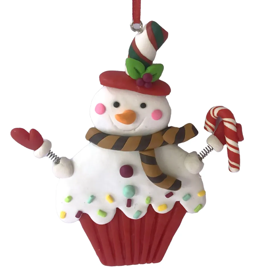 ORN CANDY SNOWMAN 4.3″ HOLDING CANDY CANE CLAY DOUGH