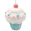 ORN CANDY SPRINKLE CUPCAKE 4.5″ PINK/WHITE W/ GLITTER