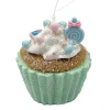 ORN CANDY SPRINKLE CUPCAKE 3″ GREEN/COLORFUL GLITTER