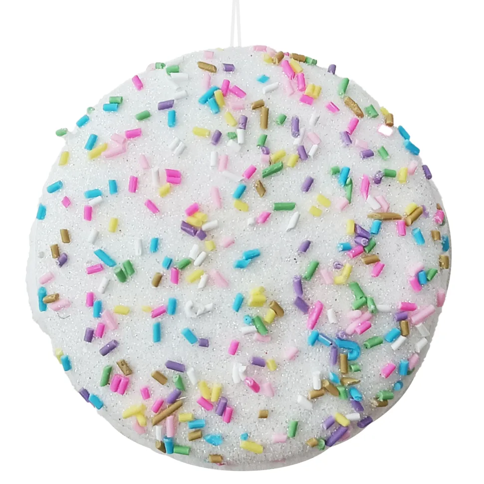ORN CANDY SPRINKLE MACAROON 3.5″ WHITE