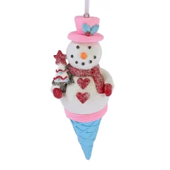 ORN CANDY SPRINKLE SNOWMAN ON A CONE 5.5″ CLAY DOUGH