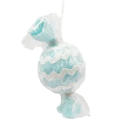 ORN CANDY SPRINKLE SWEET 4″ ICE BLUE W/ GLITTER & LACE