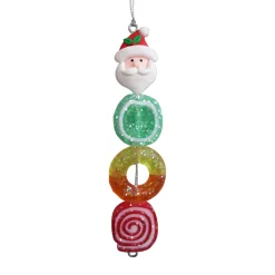 ORN CANDY STICK W/SANTA 6″ MULTI