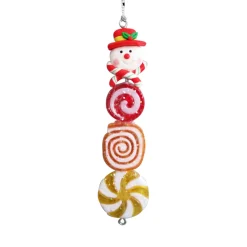 ORN CANDY STICK W/SNOWMAN 5″ MULTI