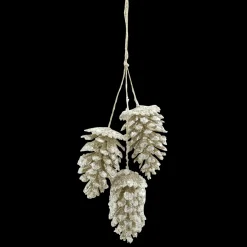 ORN CHAMPAGNE PINECONES X3 16″ CHAMP. & ICE GLTR.