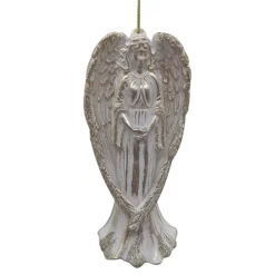 ORN CHAMPAGNE/ WHITE ANGEL 5″ W/GLITTER