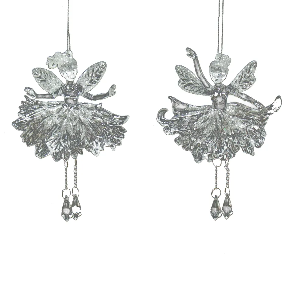 ORN CLEAR FAIRY W/ GLITTER 6″ 2 ASSTD.