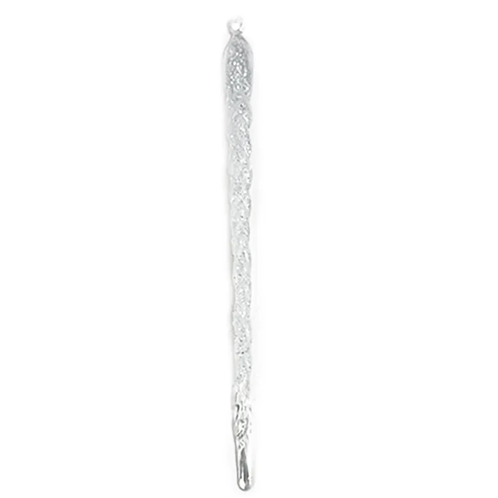 ORN CLEAR FROST ICICLE 9″ W/ GLTR.
