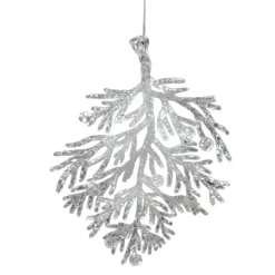 ORN CLEAR FROST PINE BRANCH 5.75″ W/ ICE WHITE GLITTER