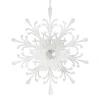 ORN CLEAR FROST SNOWFLAKE 5″ W/ JEWEL & BRIGHT SLV. GLTR.