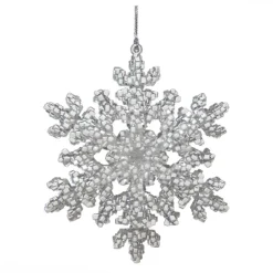 ORN CLEAR FROST SNOWFLAKE 5″ W/ FROST GLITTER