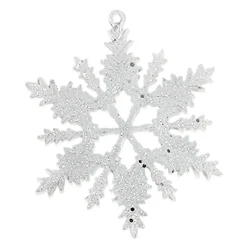 ORN CLEAR FROST SNOWFLAKE 5″ W/ GLTR.