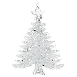 ORN CLEAR FROST TREE W/ STAR 5″ W/ GLTR.