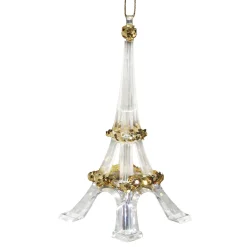 ORN CLEAR GOLD EIFFEL TOWER 4.5″ W/ GOLD GLTR.