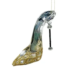 ORN CLEAR GOLD HIGH HEEL SHOE 3″ W JEWEL & GLTR.