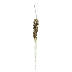 ORN CLEAR /GOLD ICICLE 9″ W/ GLITTER & BEADS